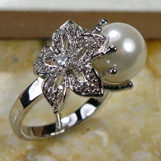White Pearl Topaz 925 Sterling Silver Fashion Ring Size 5 6 7 8 9 10 11 12