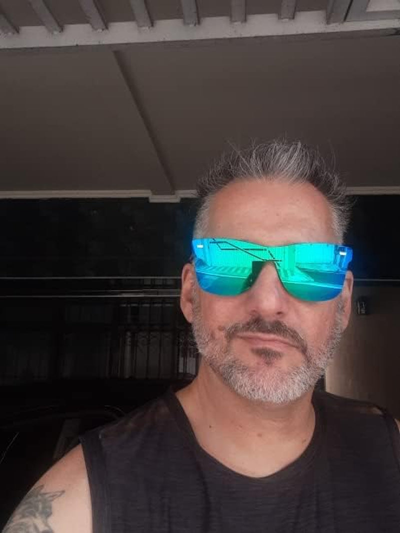 Sunglasses, Rimless Mirrored Sun Glasses with Reflective One-Piece Lens, B4114
