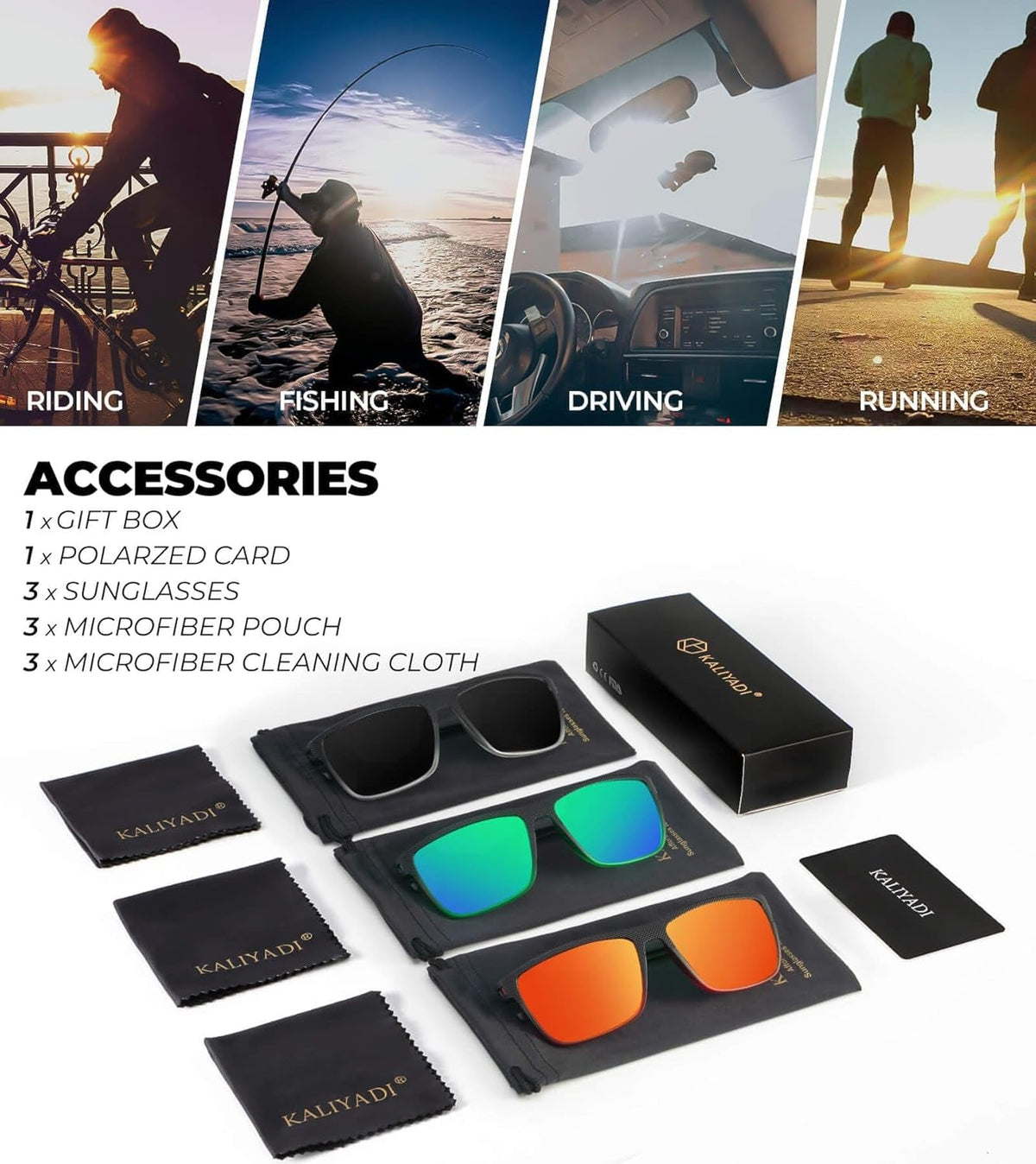 Polarized Sunglasses for Men, Lightweight Sun Glasses with UV Protection for Driving Fishing Golf