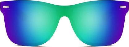 Sunglasses, Rimless Mirrored Sun Glasses with Reflective One-Piece Lens, B4114