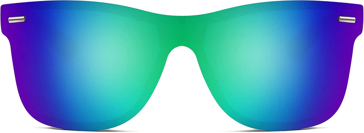 Trendy Rimless Mirrored One Piece Lens Sunglasses Reflective Sun Glasses B4114