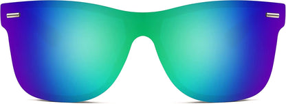 Trendy Rimless Mirrored One Piece Lens Sunglasses Reflective Sun Glasses B4114