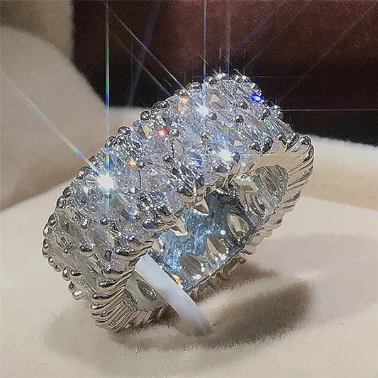 Engagement Ring White IF Diamond Jewelry Natural Gemstone Wedding Band Anniversary Gift Daily Casual Accessory Rings for Women Bride Size 5-10