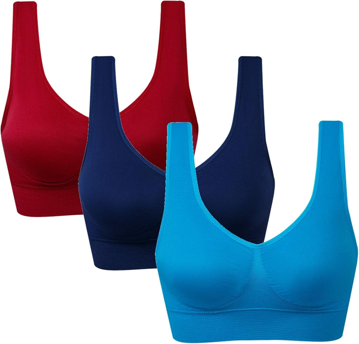 Women'S 3 Pack Seamless Comfortable Sports Bra with Removable Pads