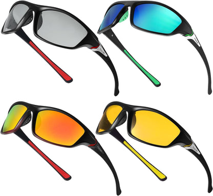 4 Pairs Men Polarized Sunglasses with UV Protection Driving Glasses Sports for Sport Outdoor Activities