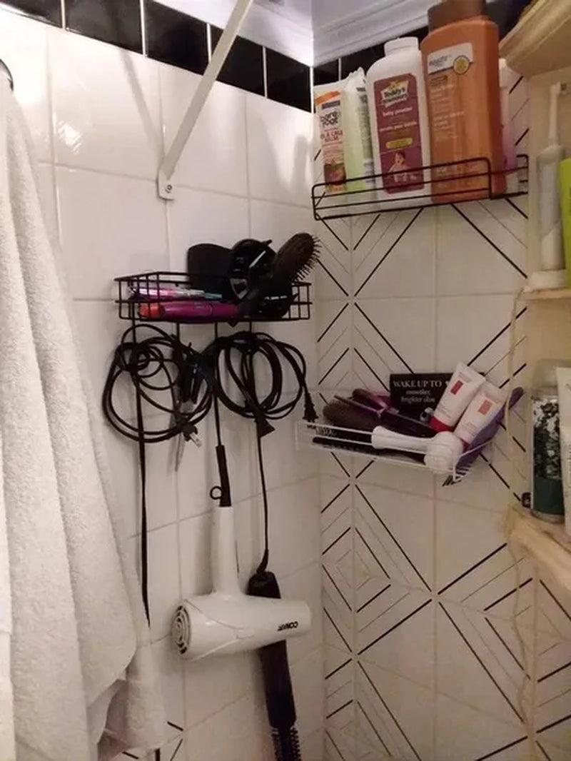 Wall Mounted Hanging Storage Shelf Kitchen Bathroom Shower Storage Rack Punch Free