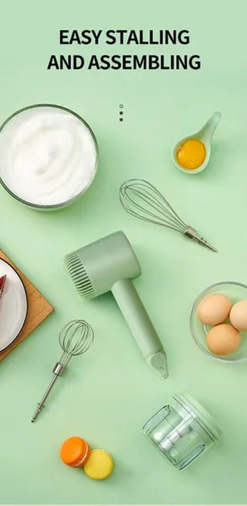 Wireless 3 Speed Mini Mixer Electric Food Blender Handheld Egg Beater Automatic Cream Food Cake Baking Dough Hand Mixer Electric