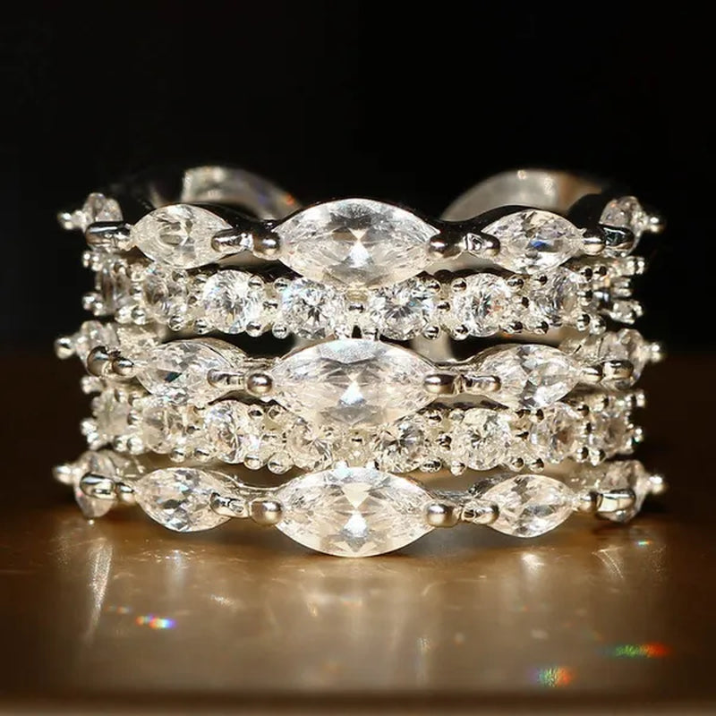 Luxury  Silver White Sapphire Ring Natural Stone Birthstone Gemstones Engagement Rings Wedding Anniversary Bride Women Square Ellipse Ring Size 6 7 8 9 10