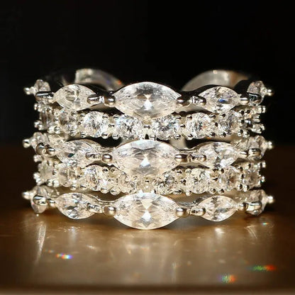 Luxury  Silver White Sapphire Ring Natural Stone Birthstone Gemstones Engagement Rings Wedding Anniversary Bride Women Square Ellipse Ring Size 6 7 8 9 10