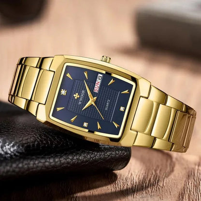 2021 Men's Watch WWOOR Top Brand Luxury Gold Blue Black Watch Men's Square Business Sports Quartz Waterproof Stainless Steel Watch Relogio Masculino