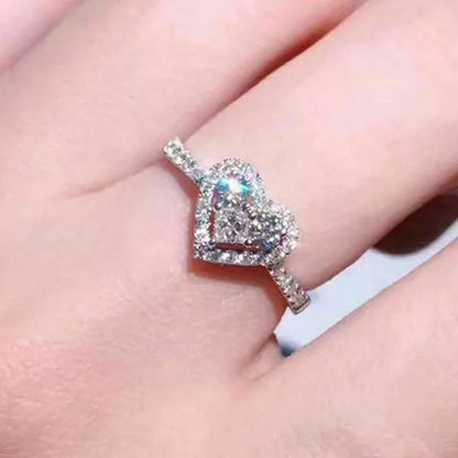Silver Heart Shaped Gemstone Diamond Ring Sapphire Wedding Rings for Women Fashion Stonego Jewelry Accessories