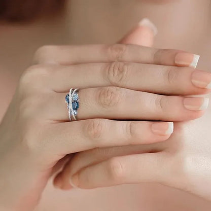 Trendy Luxury Rings for Women Shimmering Blue Spinel with Zircon Rings Romantic Valentine's Day Birthday Gift Bridal Wedding Party Anniversary Gift Fine Jewelry