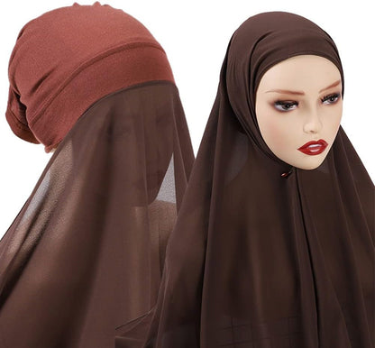 Women Muslim Long Khimar Ramadan Eid Prayer Garment Hijab Scarf Wrap Lightweight Chiffon Abaya Jilbab Islam Niqab