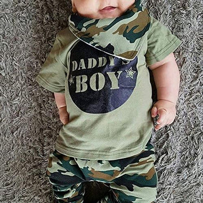Summer Toddler Infant Boy Clothes Short Sleeve T Shirts Tops Camouflage Shorts Set Cute Baby Boy Outfits