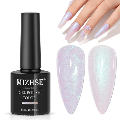 Pearl White Gel Nail Polish Mermaid Shimmer Glitter Drawing Gel Polish Shell Thread UV LED Nail Gel Polish For Home DIY Nail Salon