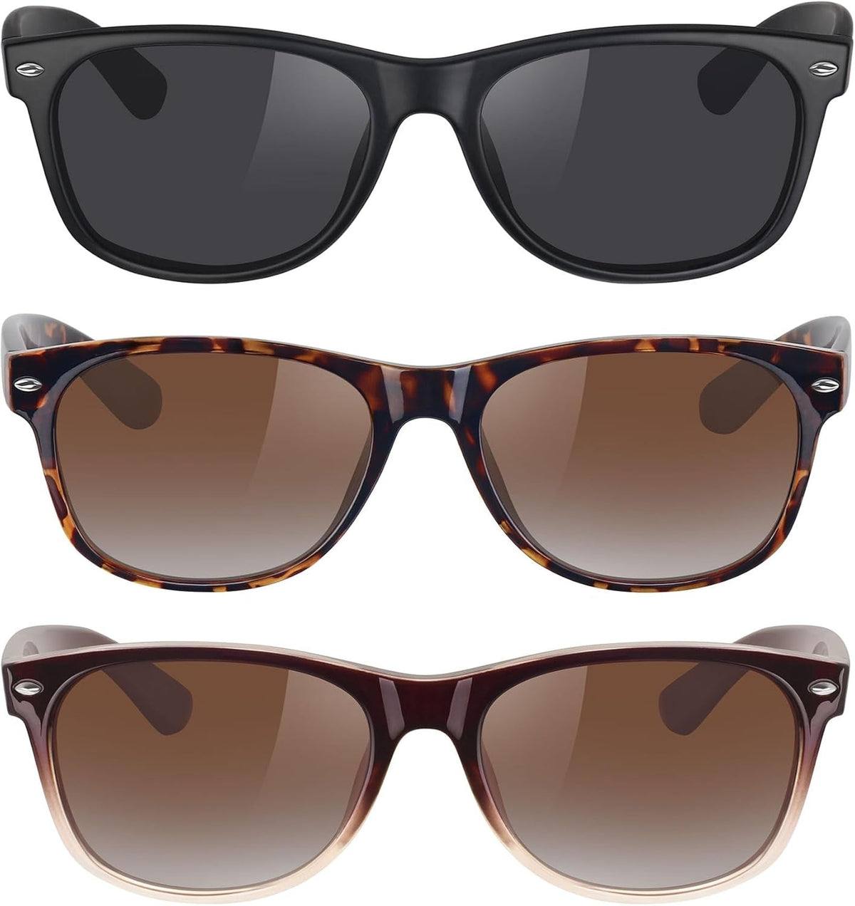 Classic Polarized Sunglasses for Women Men Trendy Retro Sun Glasses for Driving UV Protection (3 Pack)