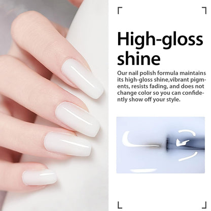 Milky White Gel Nail Polish 15ml Nude Gel Polish Clear Jade White Translucent Soak Off U V Sheer Neutral Gel Nail French Manicure for Nail Art Gel 0.5Oz