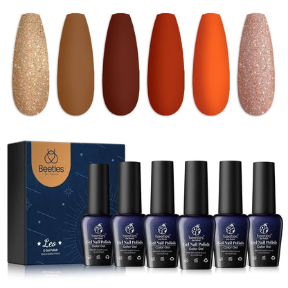 Nail Set 6 Colors Sandstorm Collection Nude Pink Peach Brown Natural Manicure Kit Soak Off Uv Led Lamp Needed for Women Gift Diy Home