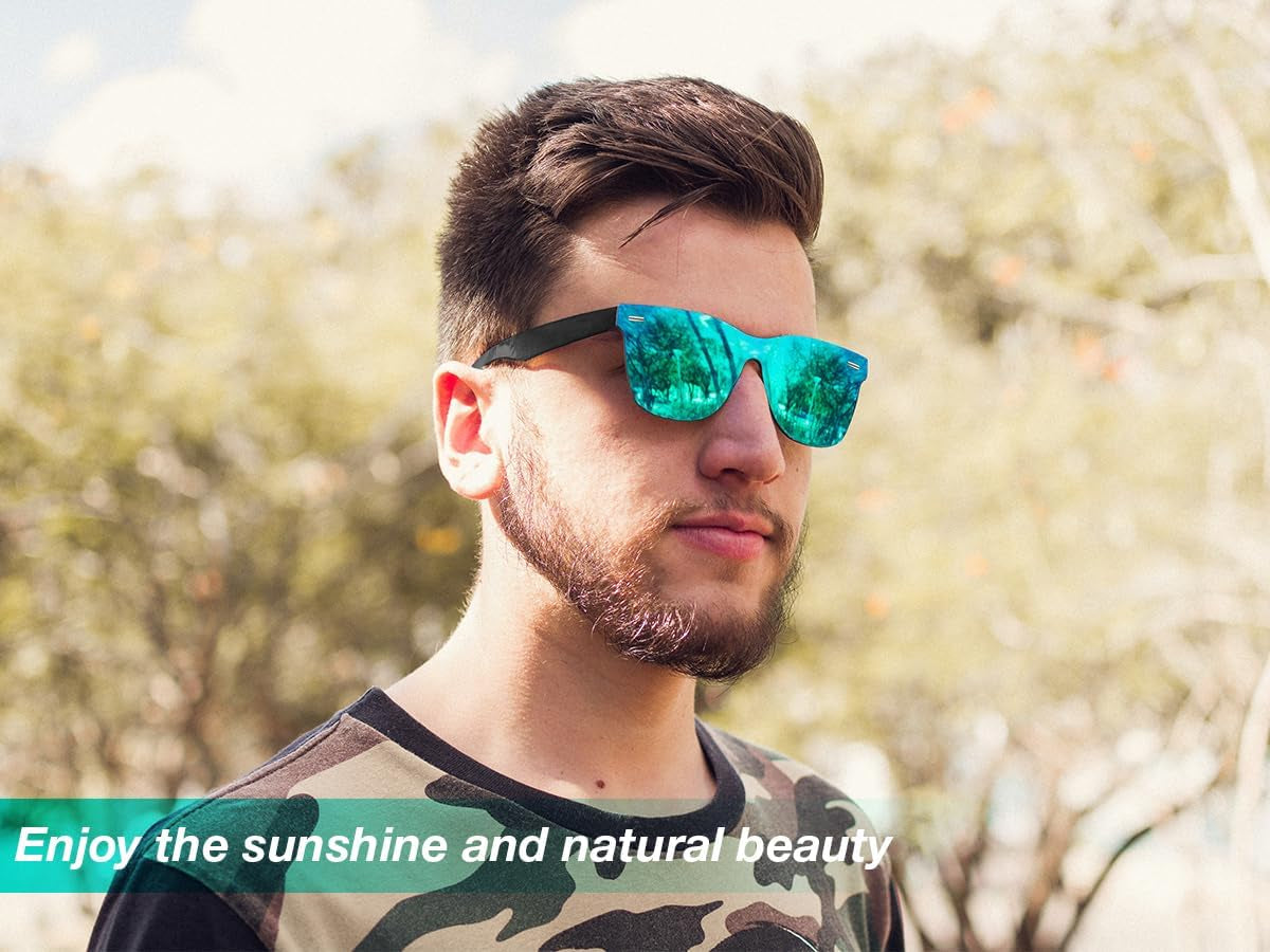 Trendy Rimless Mirrored One Piece Lens Sunglasses Reflective Sun Glasses B4114