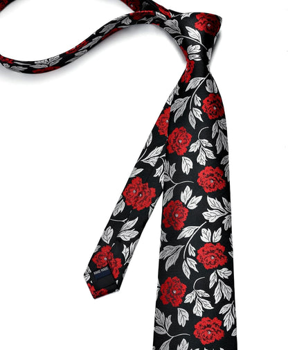 Ties for Men Floral Tie Handkerchief Cufflinks Set Formal Flower Classic Mens Necktie & Pocket Square Wedding