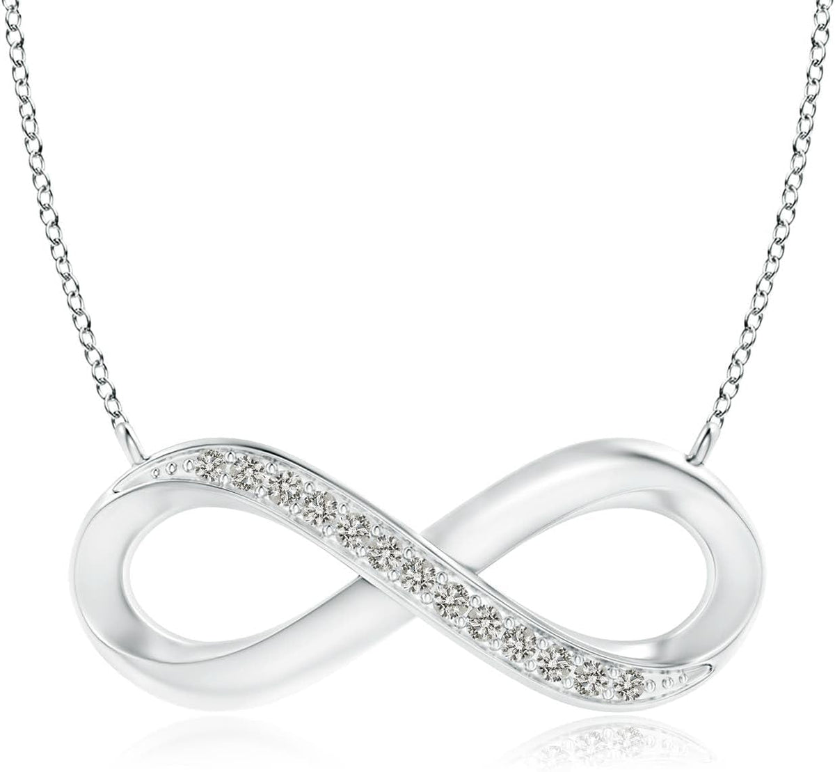 Natural Diamond Infinity Pendant Necklace in Sterling Silver / 14K Solid Gold | April Birthstone, Birthday, Engagement, Anniversary, Wedding Jewelry Gift for Women