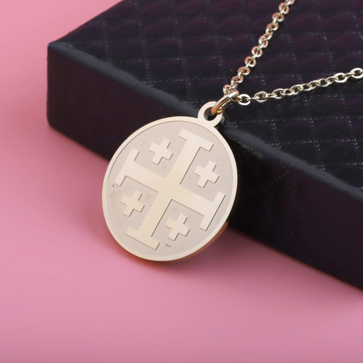 Religious Jewelry Cross Disc Pendant Necklace Greek Orthodox Jewelry
