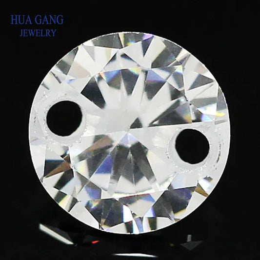 Double Holes Beads Cubic Zirconia Stones AAAAA White Cubic Zirconia Stone Loose Zircon Stone DIY Jewelry Beads