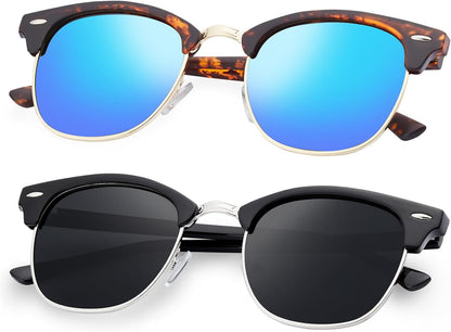 Sunglasses Men and Womens, Polarized Sunglasses for men with UV Blocking Semi-Rimless Frame for Driving & Hiking