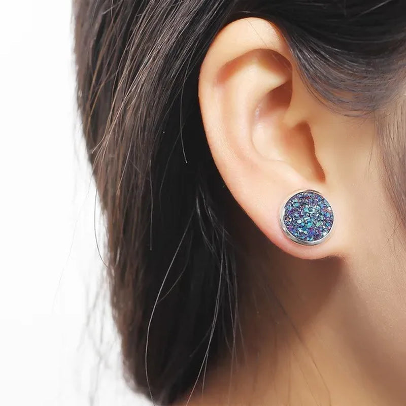 3pairs Vintage Stainless Natural Gemstones Opal Druzy Stud Earring Set 925 Sterling Silver Hypoallergenic Engagement Wedding Studs Earrings Bridesmaid Jewelry Gifts