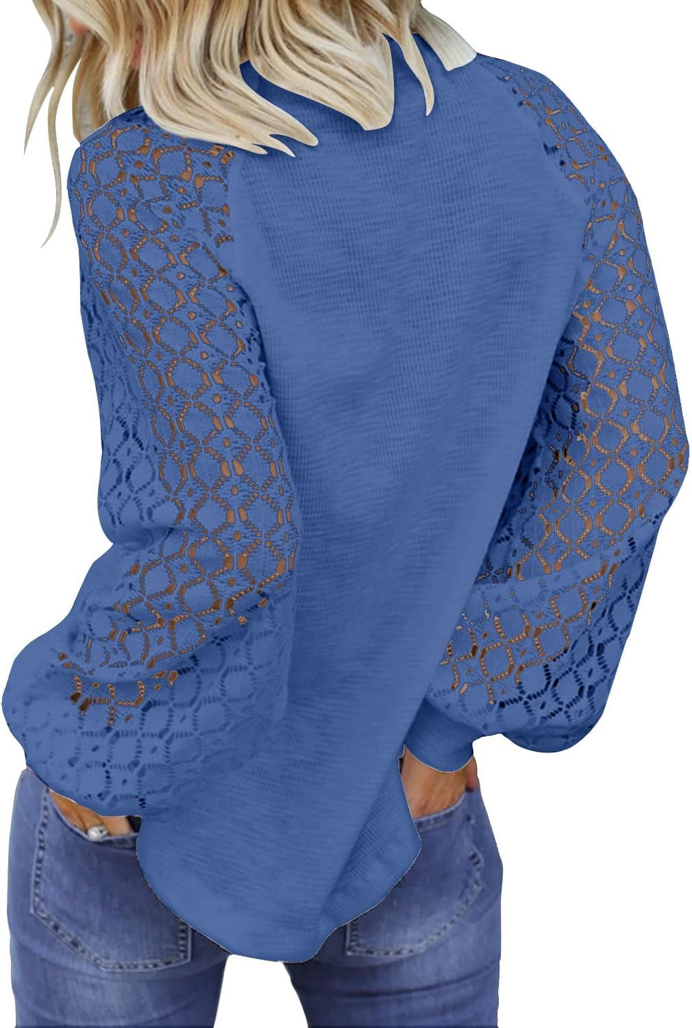 Women’S Long Sleeve Tops Lace Casual Loose Blouses T Shirts