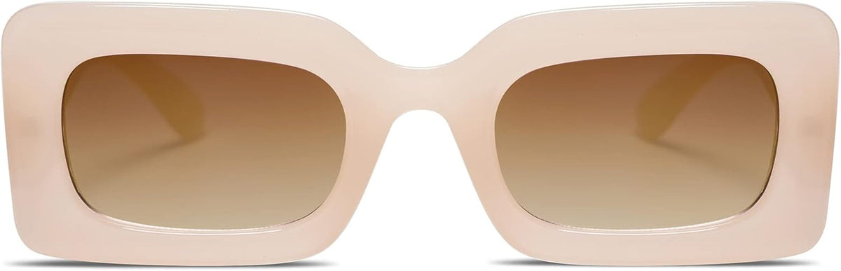 Retro 90S Nude Rectangle Sunglasses Womens Mens Trendy Chunky Glasses