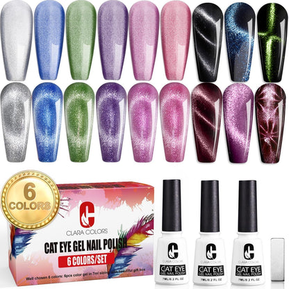 Cat Eye Gel Nail Polish Set of 12 Colors Magnetic Nail Polish Set Holographic Glitter 9D Galaxy Series Cat Eye Gel Polish Set with 2 Magnet Stick for Home DIY Soak Off UV LED