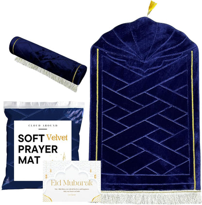 Cloud Muslim Prayer Rug - Travel Thick Prayer Mat, Blue Soft Praying Mat, Memory Foam Praying Mat for Kids or Men and Women, Islamic Gifts for Eid Mubarak, Ramadan Decorations for Home