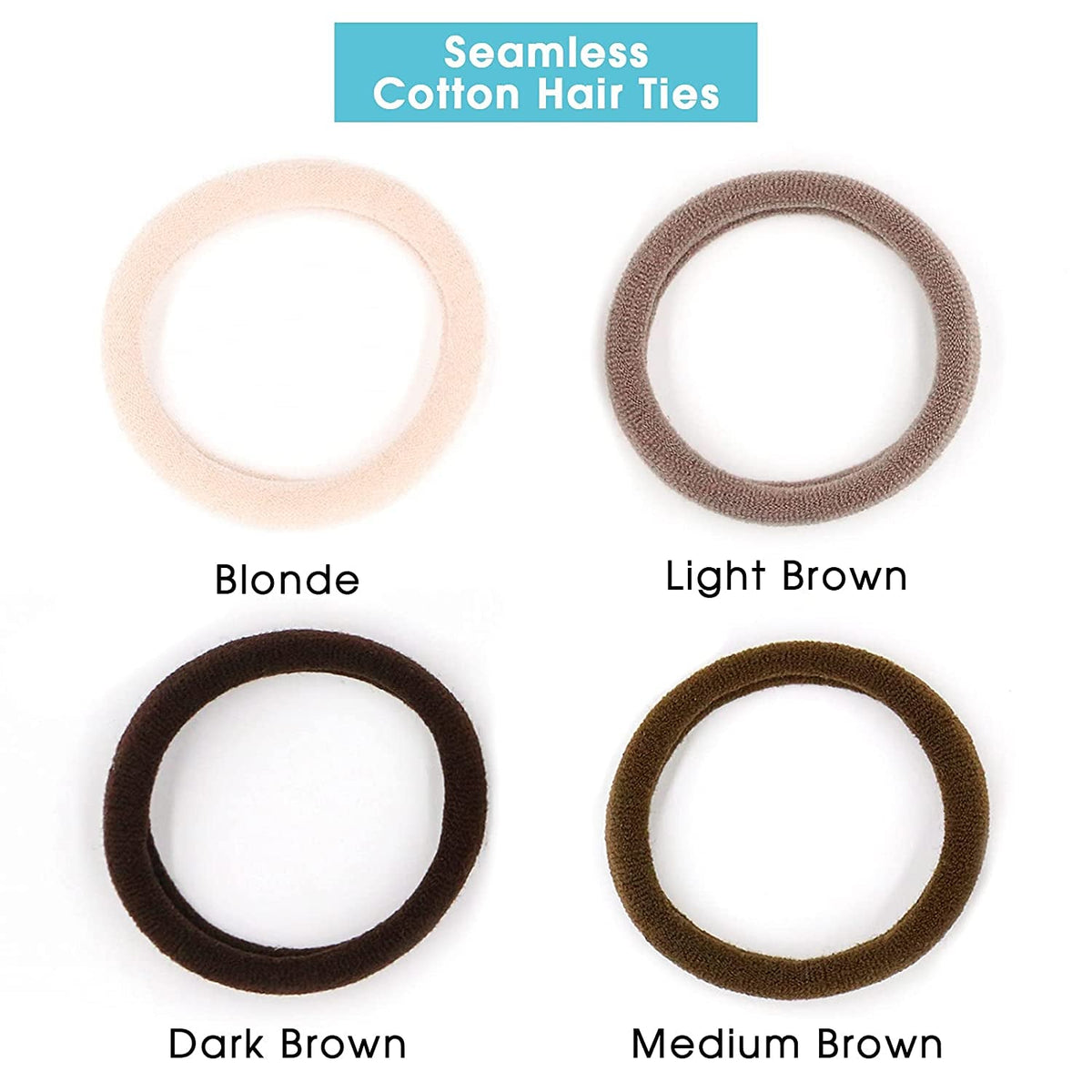 Soft Large Seamless Hair Ties, Gentle Stretch Nylon Ponytail Holder Bands for Thick Heavy Curly Hair, No Slip No Damage Scrunchies Headbands 100 Pcs (Light Blonde)