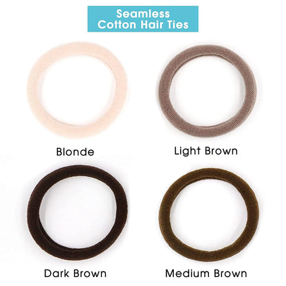 Soft Large Seamless Hair Ties, Gentle Stretch Nylon Ponytail Holder Bands for Thick Heavy Curly Hair, No Slip No Damage Scrunchies Headbands 100 Pcs (Light Blonde)