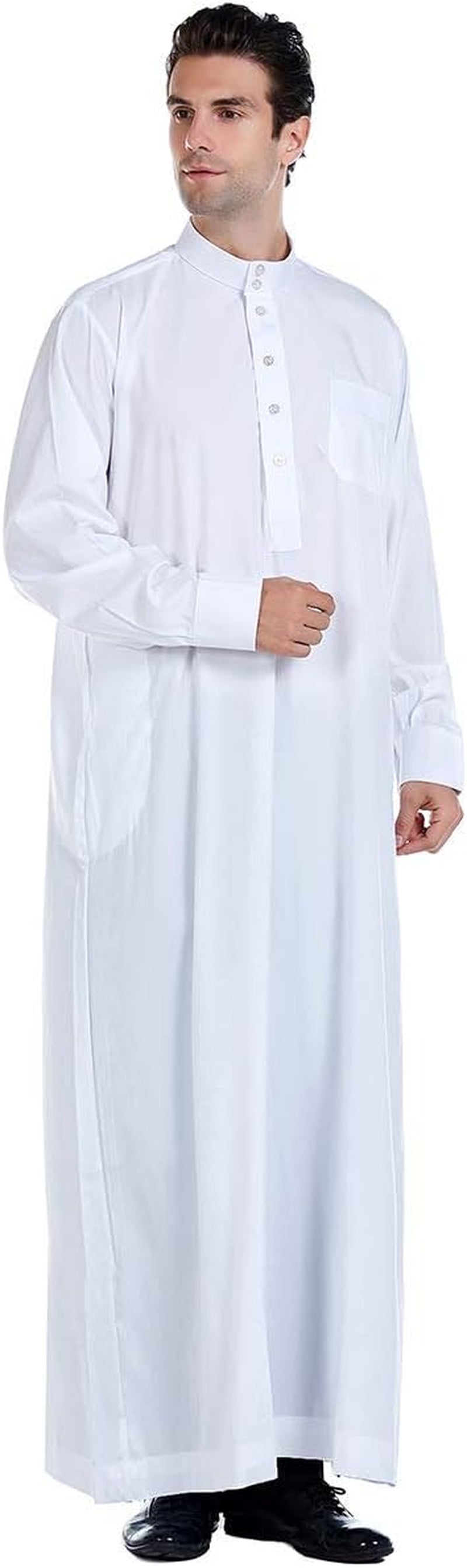 Men'S Muslim Clothes Durable Kaftan Robe Dubai Long Gown Ethnic Clothes,1Pc Soft Robe