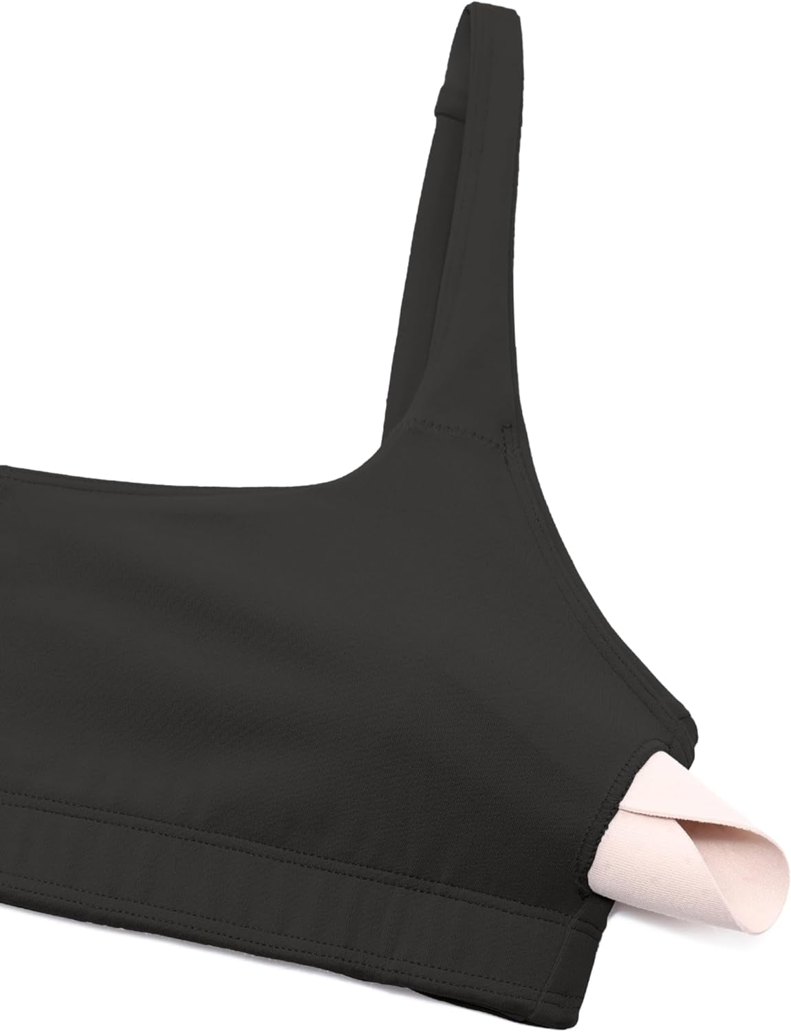 Butterluxe Spaghetti Strap Sports Bras for Women - Square Neck Yoga Wireless Low Coverage Padded Cami Crop Top