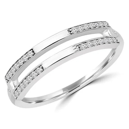 Majesty Diamonds MDR190058-P 0.16 CTW Round Diamond Split Two-Row Semi-Eternity Wedding Band Ring in 14K White Gold