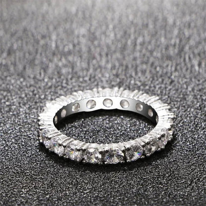 New Design Rings Silver Jewelry Custom Jewelry 925 Sterling Silver Cz Antique Eternity Ring Inlay Cubic Zirconia Unique Shaped Ring for Women Wedding Band