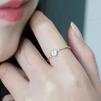 Women Meticulous 925 Sterling Silver Sea Blue Heart Shaped Sapphire Ring Wedding Engagement Promise Courtship Rings