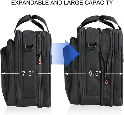 Laptop Bag Premium Laptop Briefcase Fits up to 17.3 Inch Laptop Expandable Water-Repellent Shoulder Messenger Bag Computer Bag for Travel/Business/Men/Women-Black