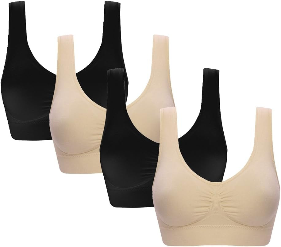 Women'S 3 Pack Seamless Comfortable Sports Bra with Removable Pads