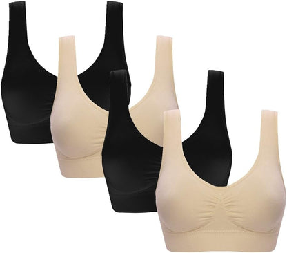 Women'S 3 Pack Seamless Comfortable Sports Bra with Removable Pads
