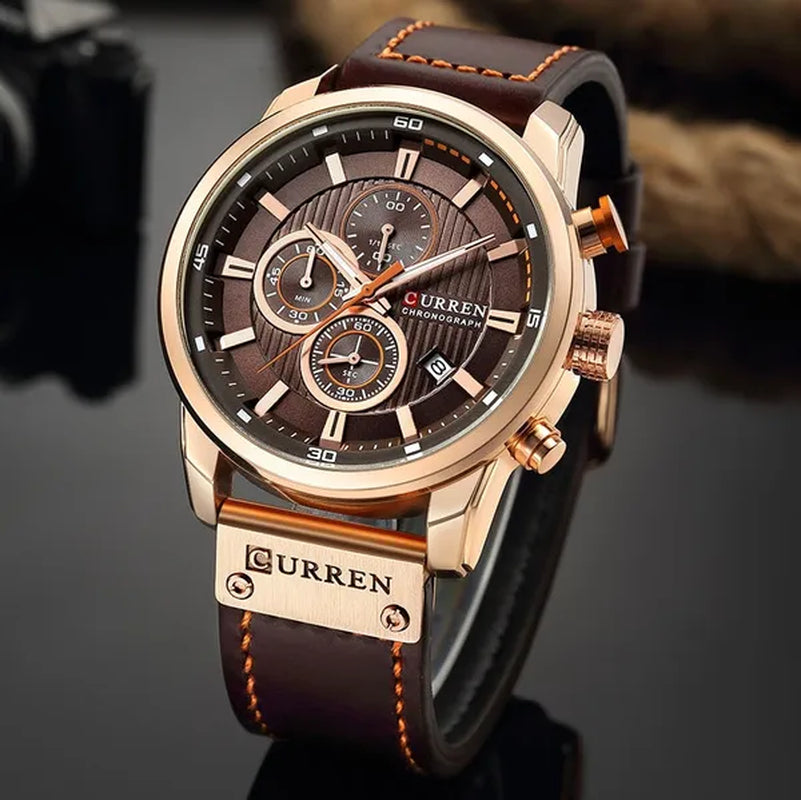 Men's CURREN 8291 Analog Digital Army Military Watches Leather Sports Watch Quartz Wristwatch