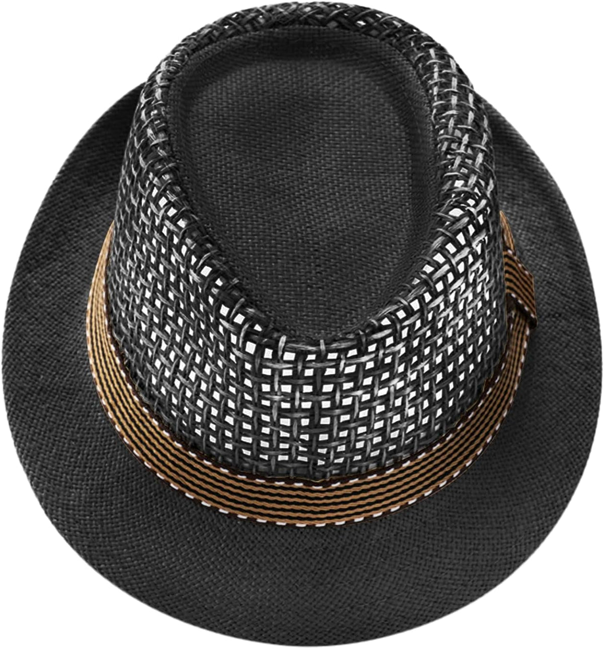 Mens 1920S Panama Fedora Hat Women Summer Mesh Straw Sun Hat Short Brim Cuban Trilby Derby Jazz Cap Packable Beach Dad Hat
