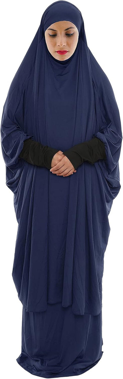 Women Muslim Prayer Dress Islamic Jilbab Eid Formal Gown 2-Piece Prayer Set