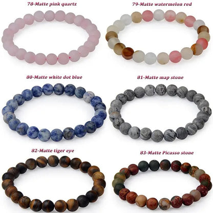 113 Style 8mm Beads Bracelet Men and Women Diy Stone Beads Bracelet Round Turquoise Agate Crystal Chalcedony Opal Beaded Bracelet Wholesale