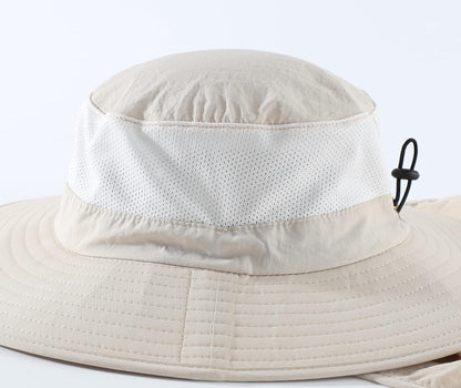 Outdoor UPF50+ Mesh Sun Hat Wide Brim Fishing Hat with Neck Flap Sun Hat for Men Women