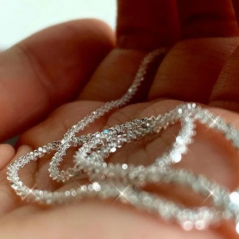 Women's Necklace Men's 16"-30" 3mm Shiny Ice Chain Necklace Chain Wedding Engagement Couple Jewelry
