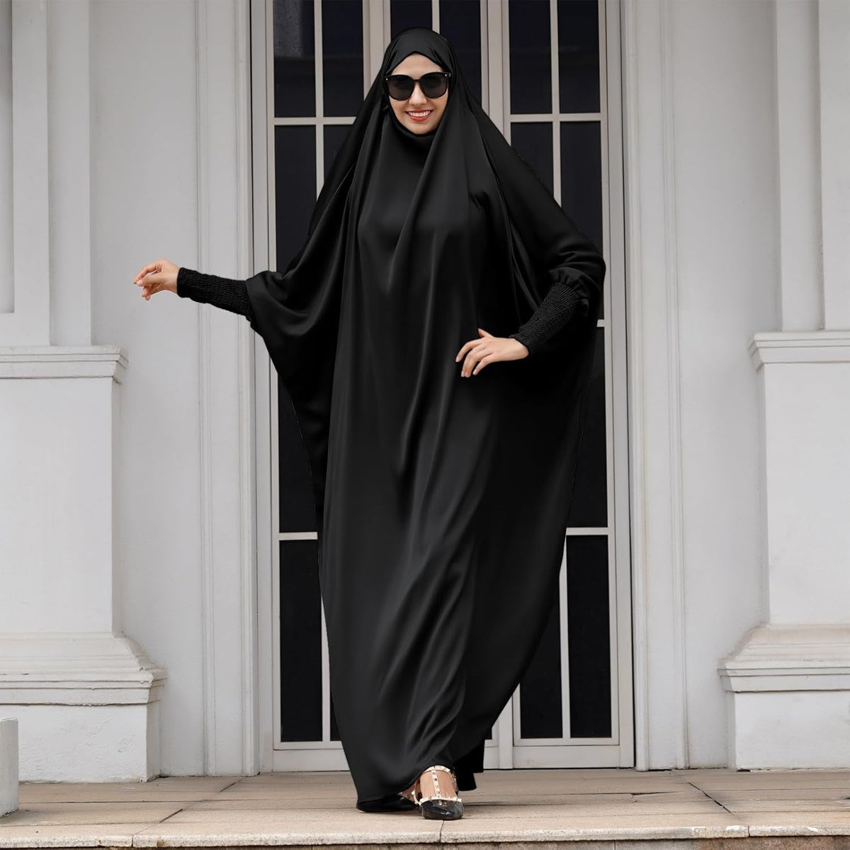 Jilbab for Muslim Women Hooded Abaya Kaftan Dress Hijab Chador One-Piece Loose Fit Arabic Islamic Prayer Robe